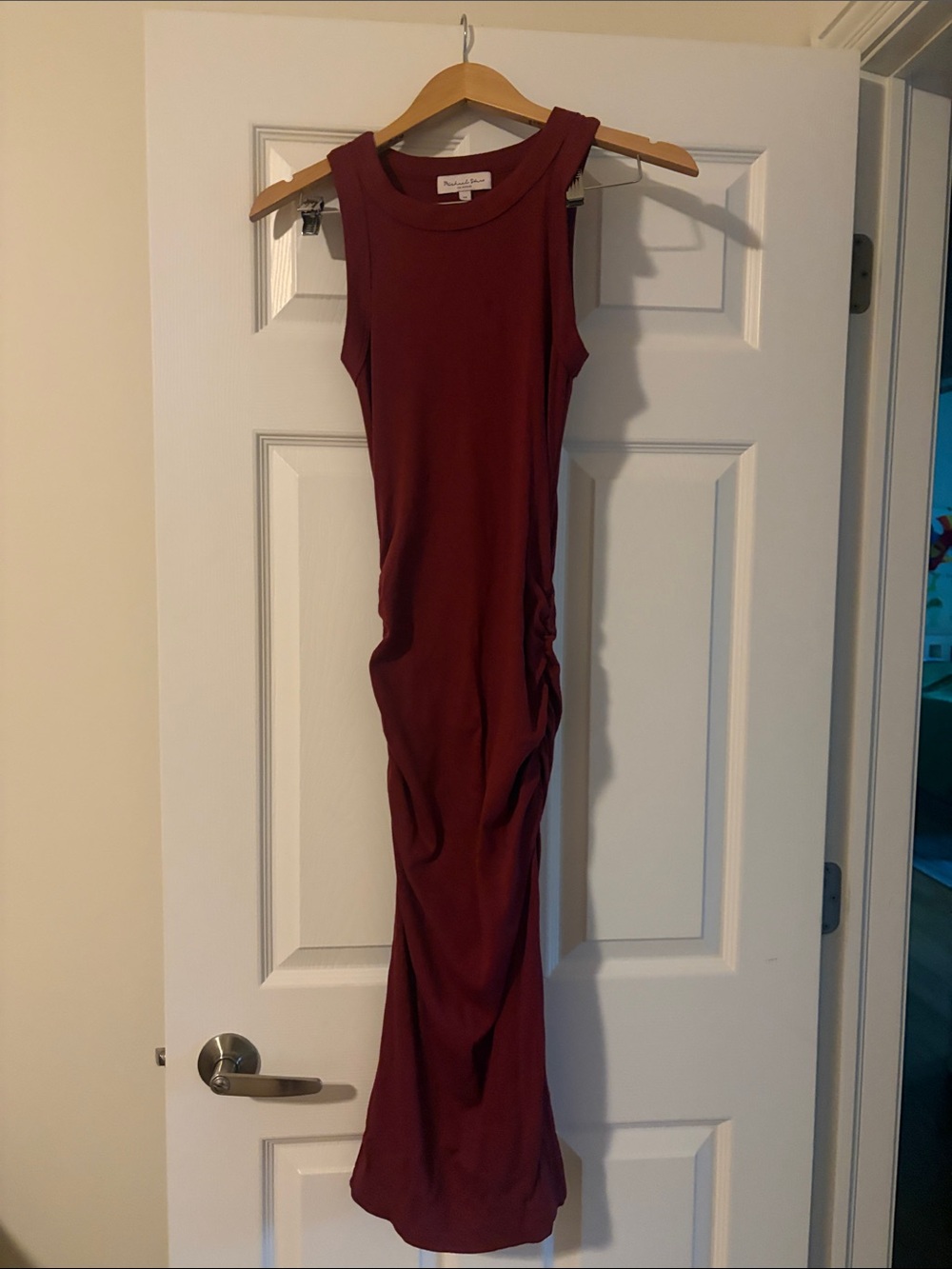 Michael Stars Sleeveless Wren Ribbed Midi Dress in Burgundy